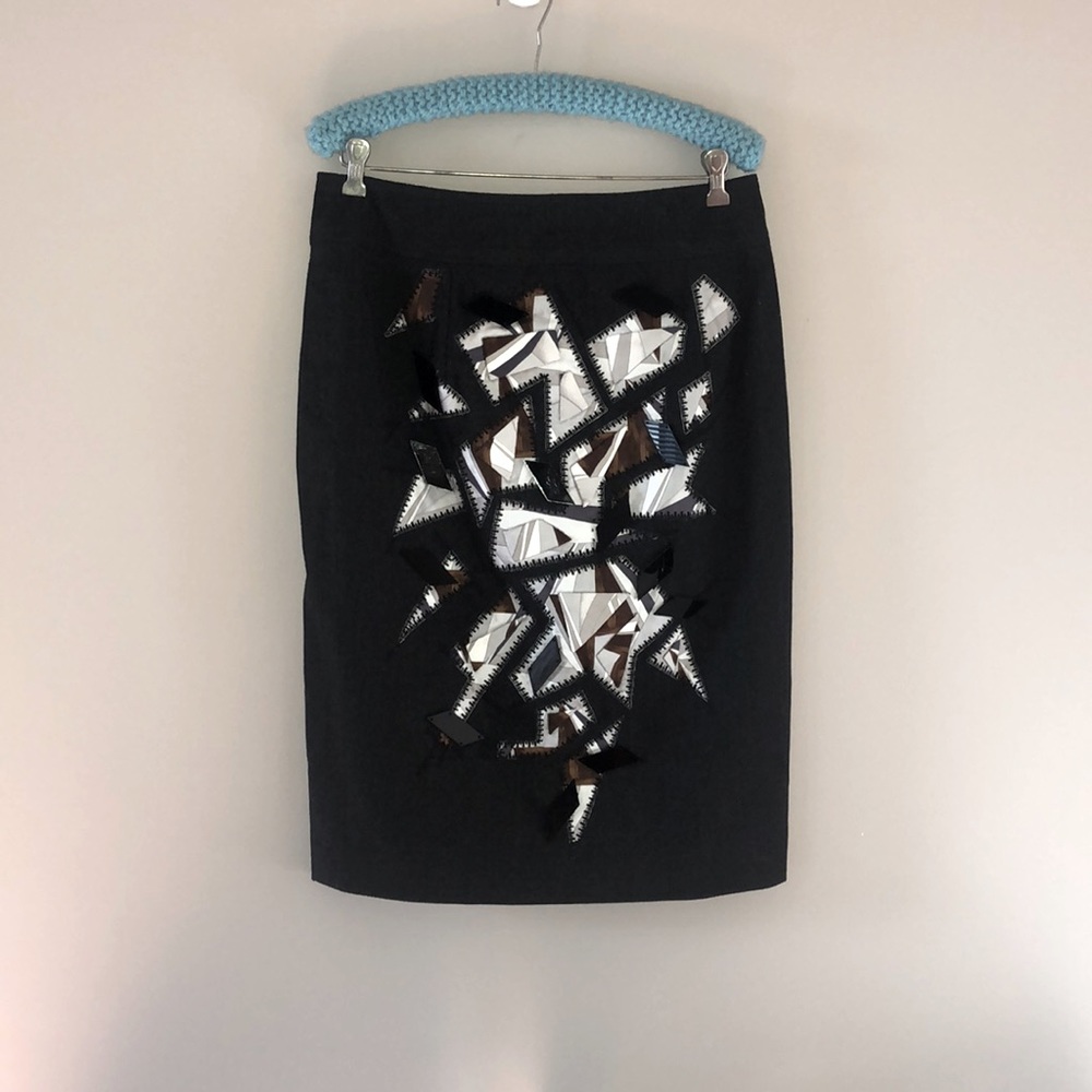 Carolina Herrera Wool Skirt w/Acrylic Tiles